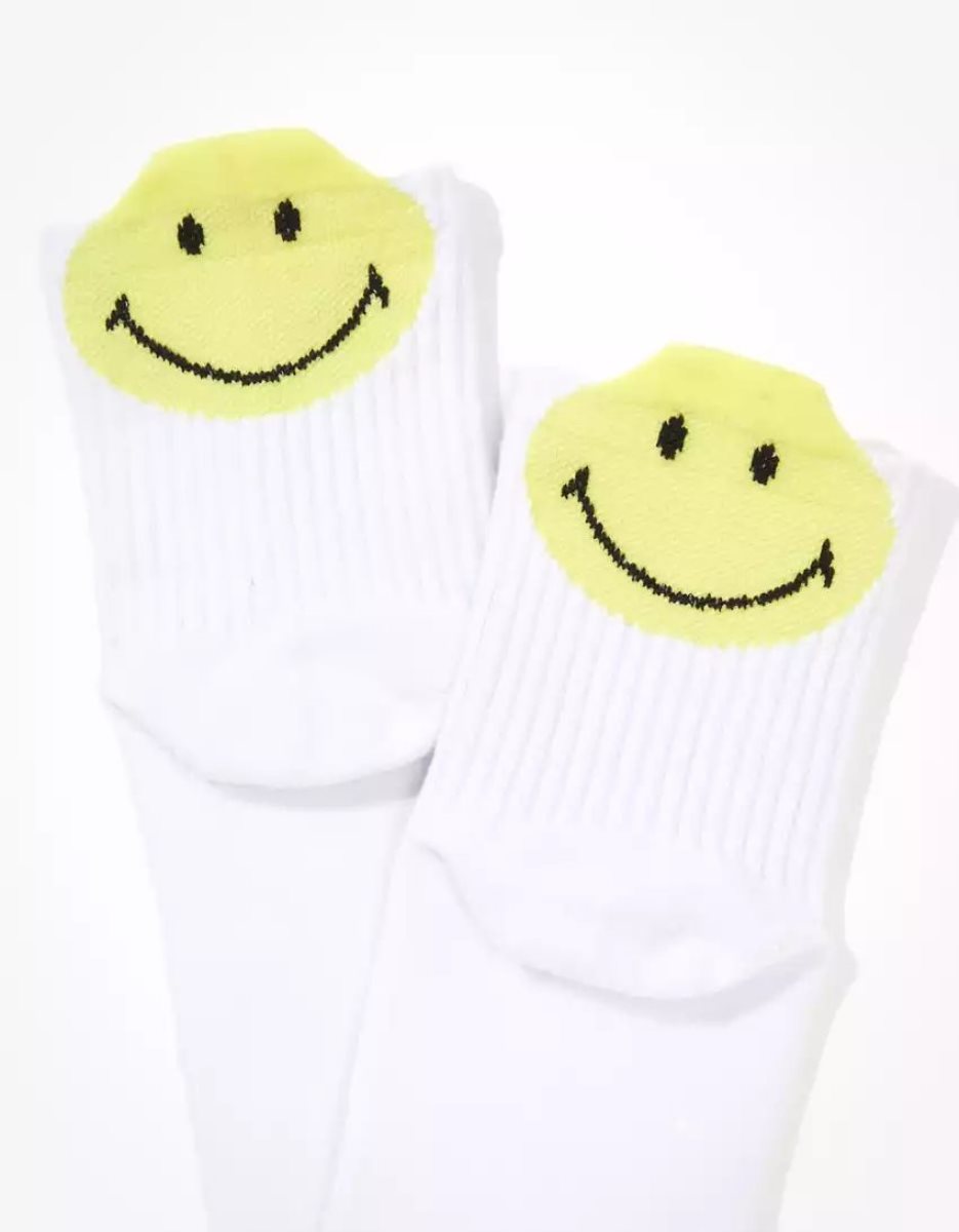 Chaussettes American Eagle AE Smiley Heel Boyfriend Sock Blanche Femme | GNA-99084863